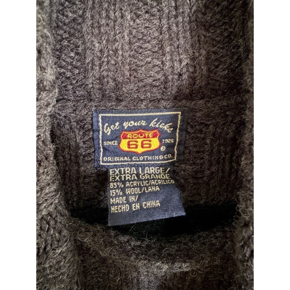 Vintage Route 66 Turtleneck Wool Blend Sweater Cable Knit Chunky Ribbed Gray XL - Picture 2 of 4
